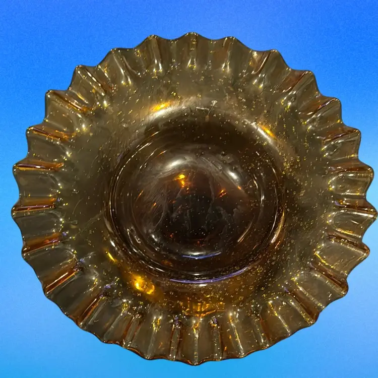 Vintage Indiana Amber Glass Pedestal Fruit Bowl