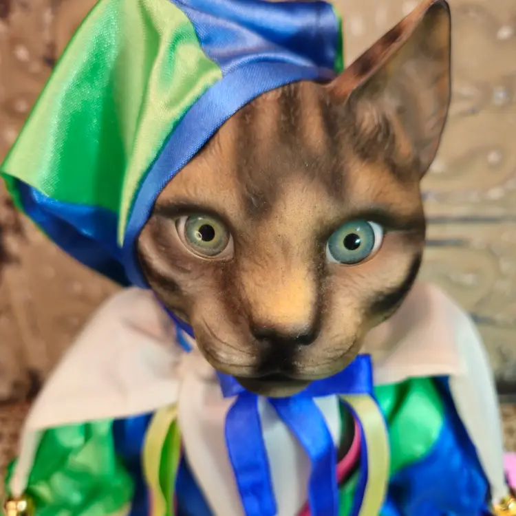 Vintage 1986 Signed Bette Ball Porcelain Musical Cat Brown & Black LE 570/5000