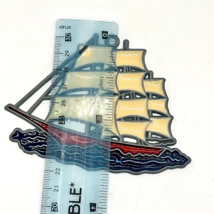 Vintage 1980/90’s Sailing Ship Stained Glass Suncatcher 3.5”