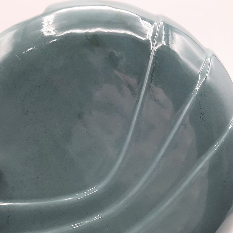 Vintage Haeger 80's Turquoise Blue Round Disk Abstract Vase
