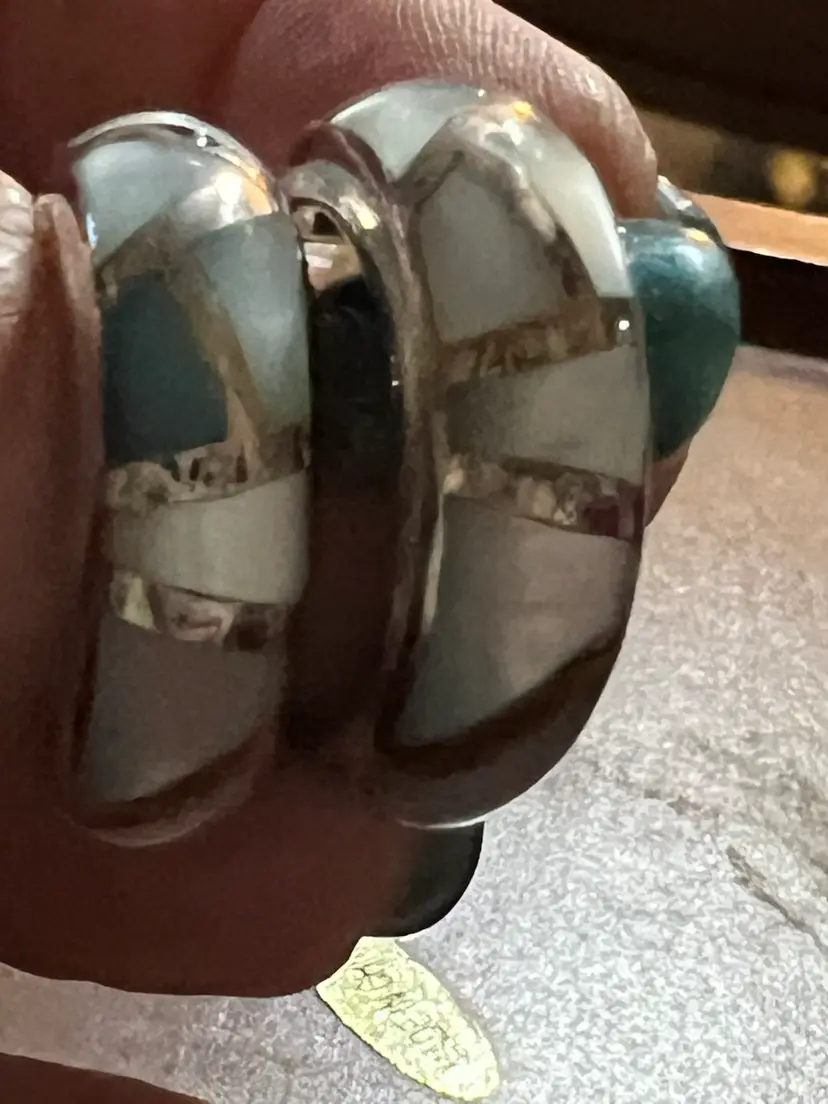 Sterling Silver And Shell Hoop Ear Rings