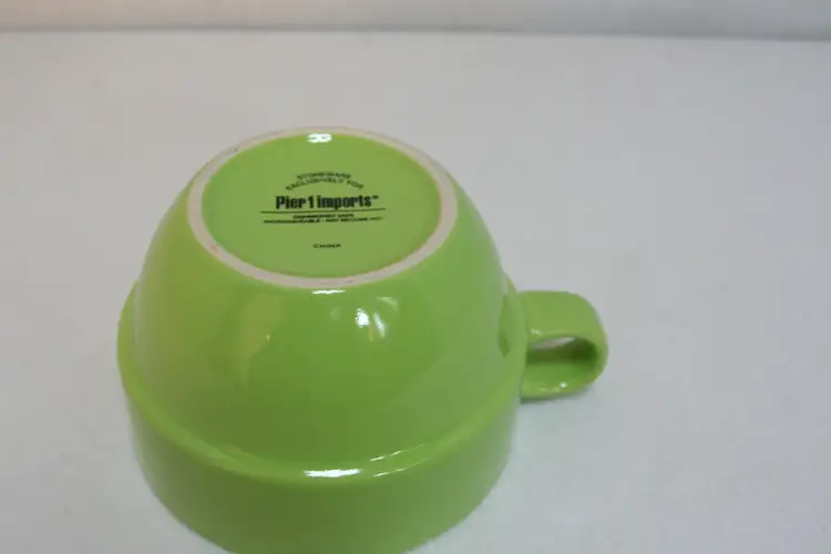 Pier 1 Imports Lime Green Ribbed Stoneware Coffee Tea Soup Mug Cup REPLACEMENT