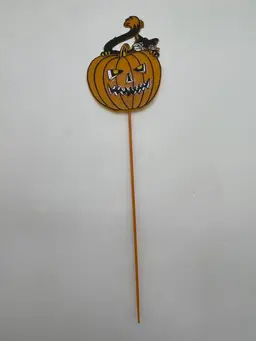 Vintage Plastic Halloween Black Cat On A Jack-o-lantern Pick