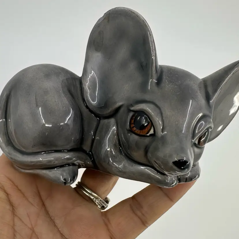 Grey Ceramic Mouse 5.5”