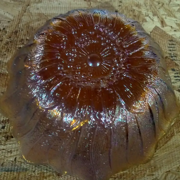 Amber Carnival Glass Sunflower Bowl (Iridescent)