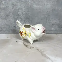 Pink Floral Pig Creamer: Vintage 1950s Porcelain Japan Ardalt Lenwile  (100-25)