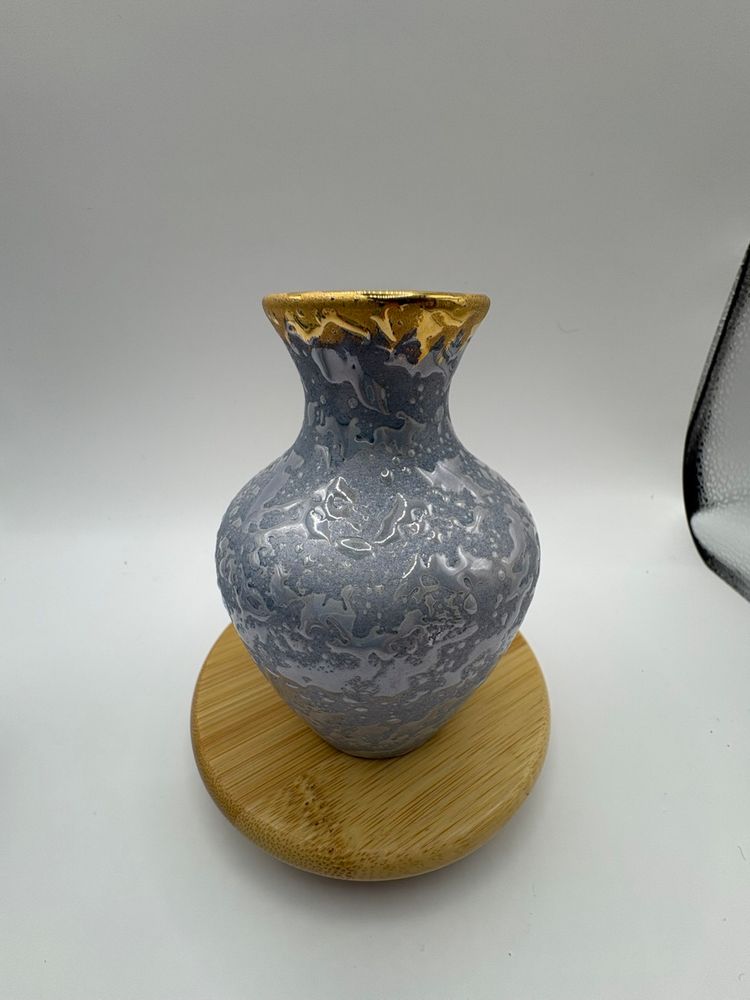 Queen Pottery Drip Glazed Bud Vase