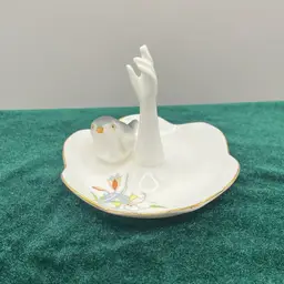 3.5”x 3.5” Vintage Trinket/ Ring Dish W/ A Sweet Bird On It!