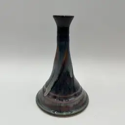 Signed Bill Campbell Art Pottery Twist Drip Candlestick Candle Holder / Vase - 8”H