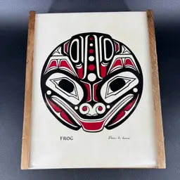 Native American-Style Salmon Box Featuring A Ceramic Tile Signed By Artist Steven C. Evans.