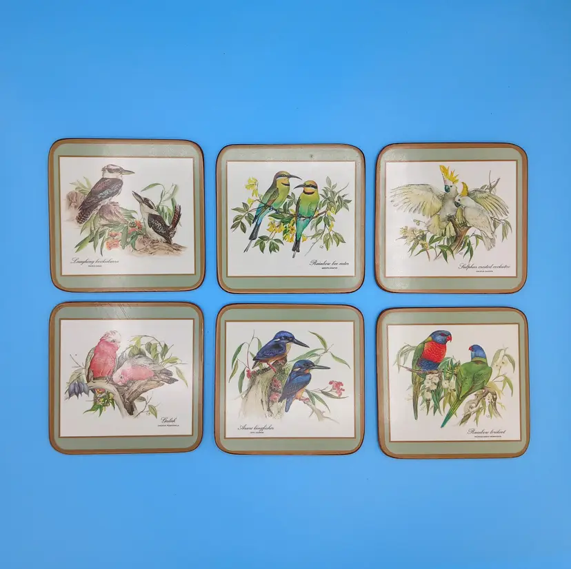 Pimpernel Australian Birds Cork Coasters, Set of 6, Made in England