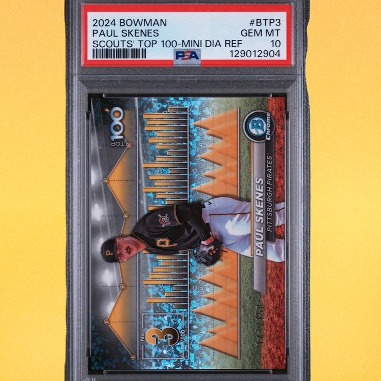 Paul Skenes 2024 Bowman Chrome Scouts Top 100 Mini Diamond Refractor /150 PSA 10 🔥