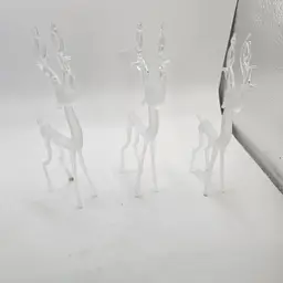 Frosted clear glass deer Reindeer Figurines 6 3/4" tall set of the