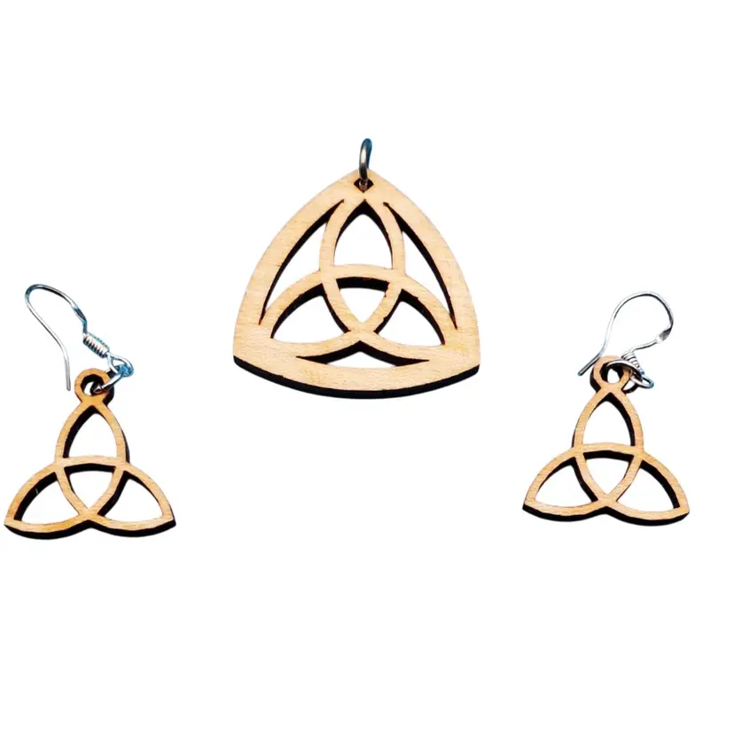 Monson Irish ST. Patrick’s Day CELTIC TRINITY Jewelry Set In Laser Cut Wood