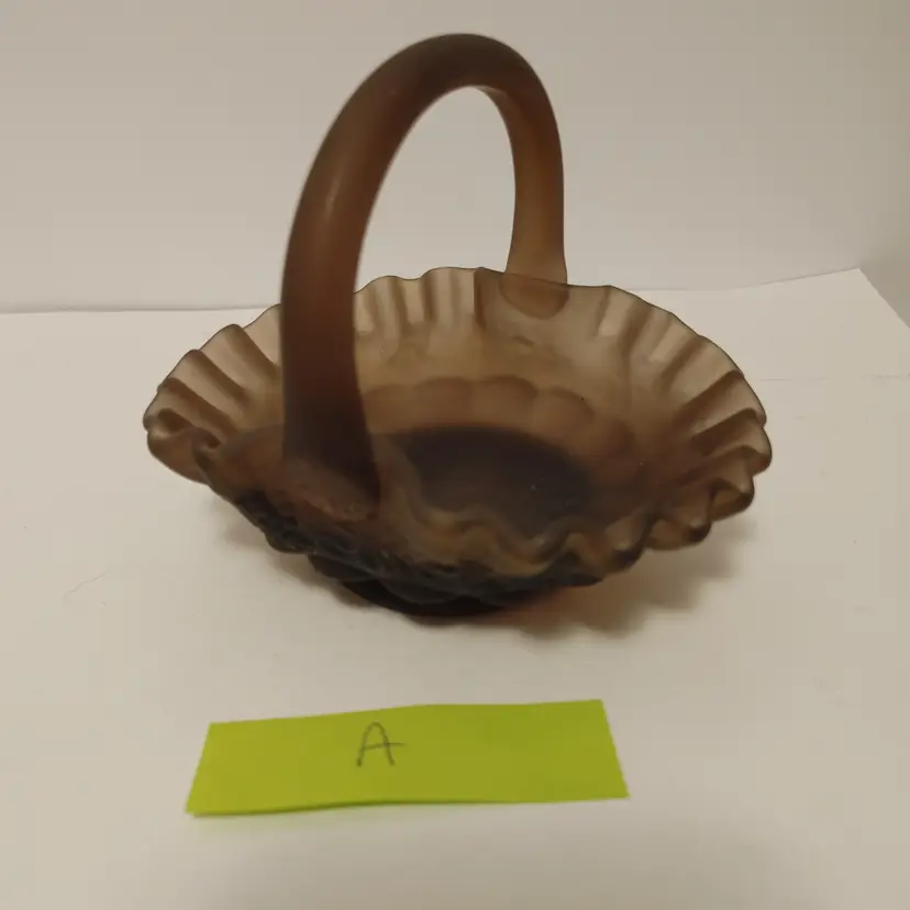Vintage Westmoreland brown matte glass- basket with handle (A). No condition issues.