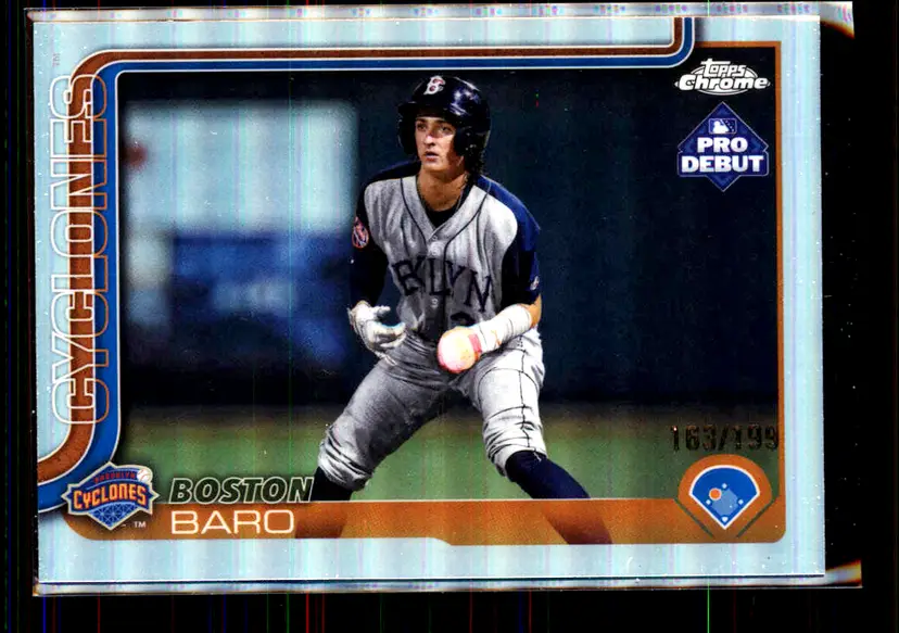 Boston Baro #/199 2025 Topps Pro Debut Chrome Refractor #PDC-98 - (135) - Brooklyn Cyclones