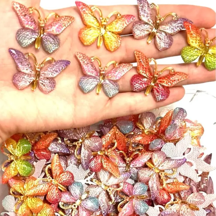 20 BUTTERFLY FLAT BACK CHARMS