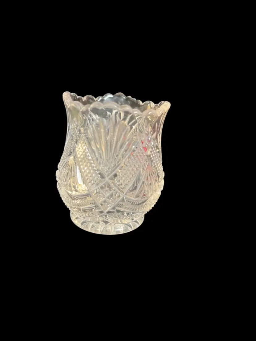 Very Old Pressed Glass w/ Design Toothpick Holder