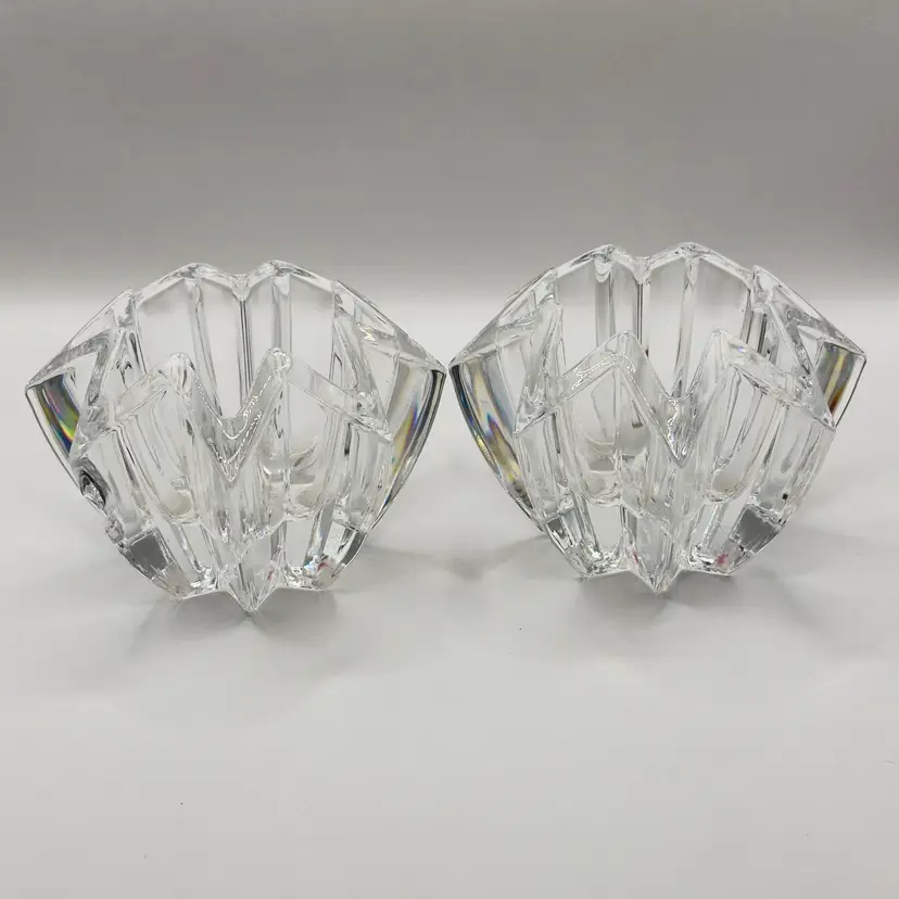 Vintage Cristal D’Arques Gigogne Lead Crystal Star Votive Tealight Candle Holders, Elegant Home Decor Pair, By Cristal D’Arques, Made in France, Signed
