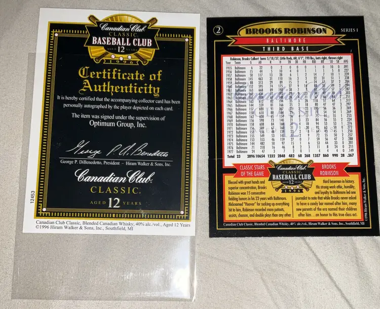 Brooks Robinson signed 1996 Canadian Club Classic Card #2 (Baltimore Orioles)