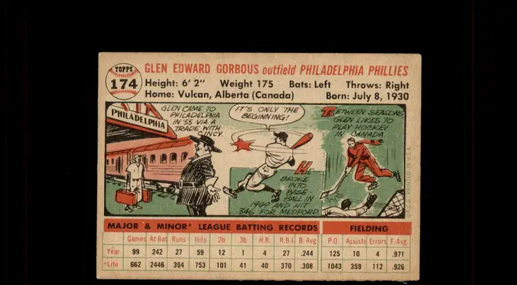 1956 Topps #174a Glen Gorbous - (pk-tl2) - Philadelphia Phillies