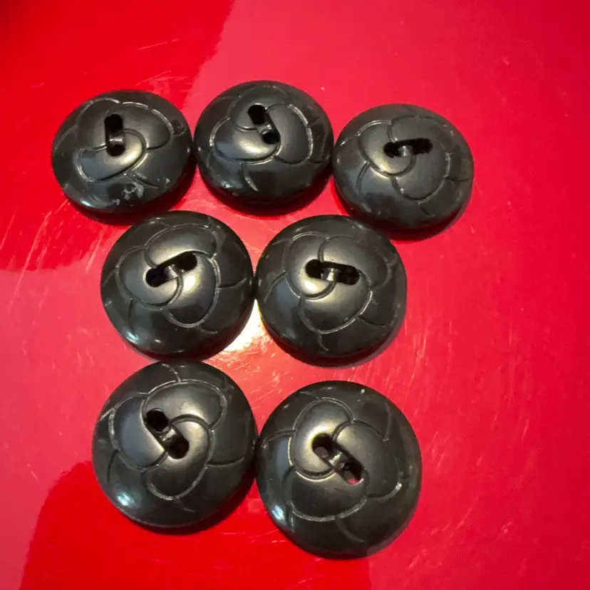Lot Of 7 Vintage Canotex Black Buttons- Backmarked