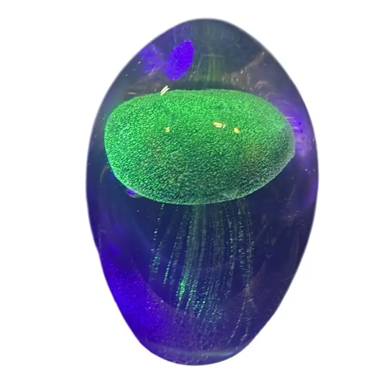 Green Medium Jelly Fish Paper Weight Glows Green