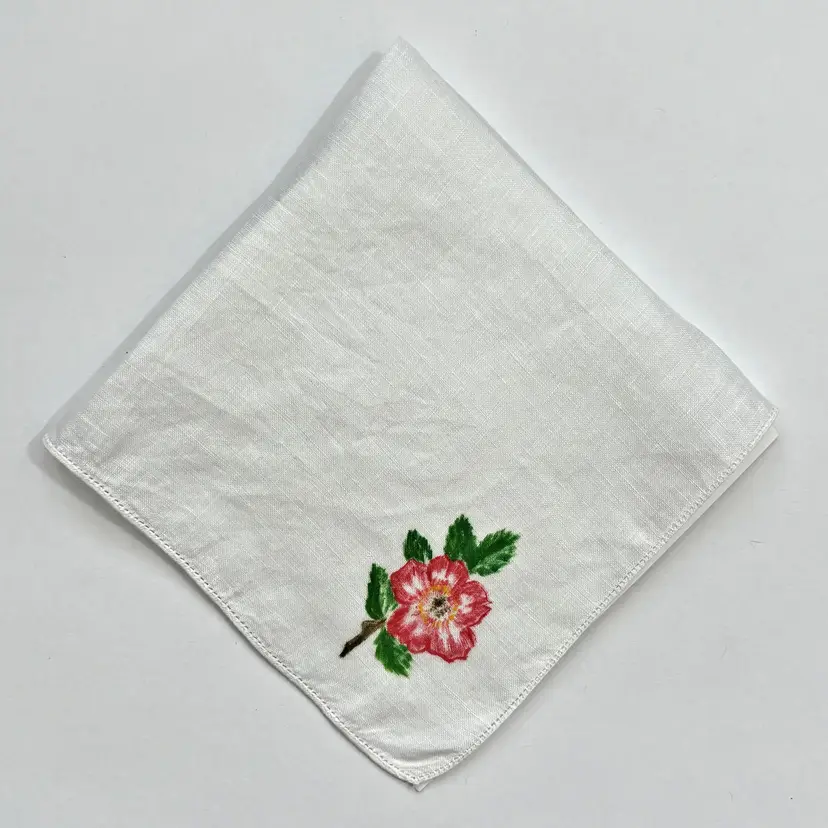 Liquid Embroidery Bridesmaid Linen Handkerchief Cottage Core Granny Vintage