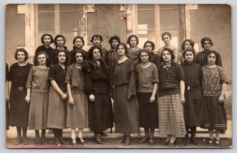 Postcard RPPC All Women's Group Real Photo Long Dresses Grim Faces - 9152