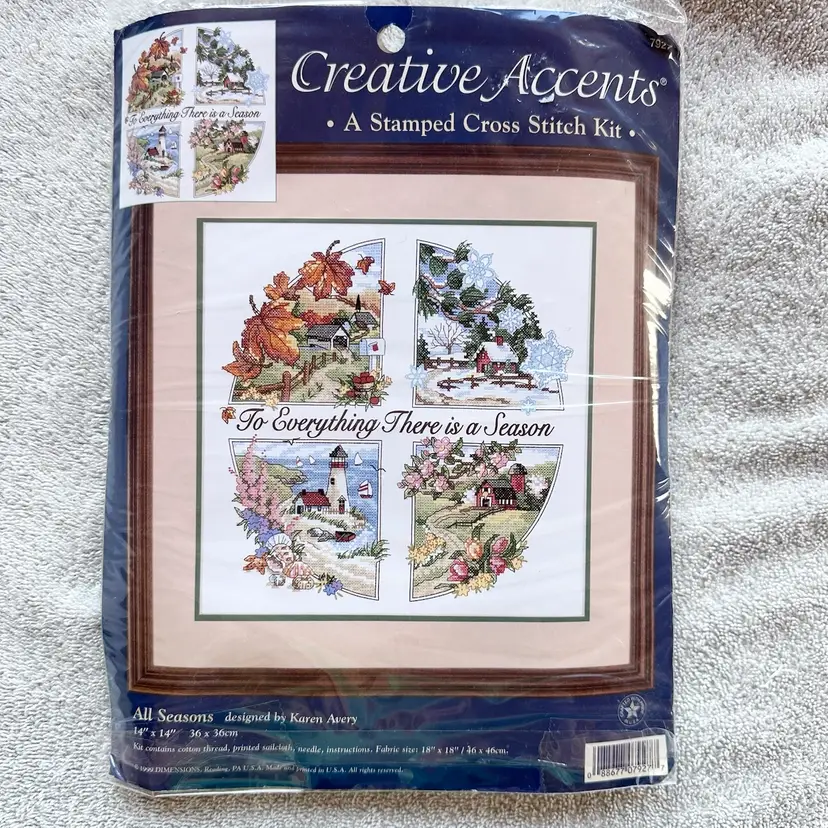 NOS Vintage 1999 Dimensions Stamped Cross To Everything There Is A Season Kit