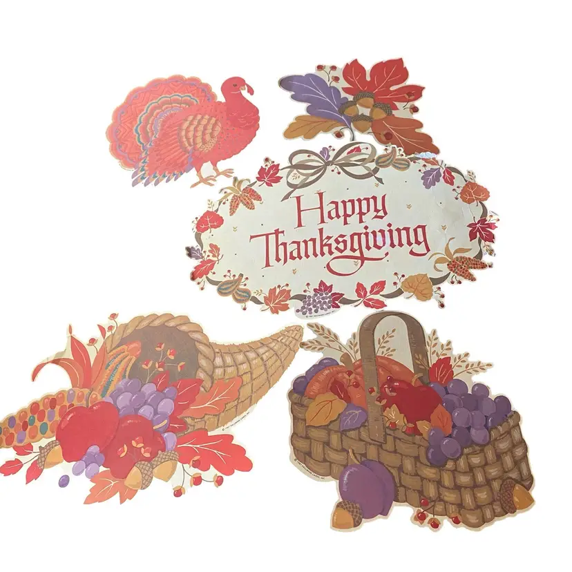 Vintage Hallmark 1987 Thanksgiving Diecuts 5 Pieces