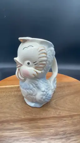 Vintage Shawnee Pottery Baby Blue Bird Pitcher with Gold Trim