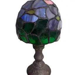 Stained Glass Tiffany Style Tea Light Fairy Lamp Leaded Votive Candle Holder 9"