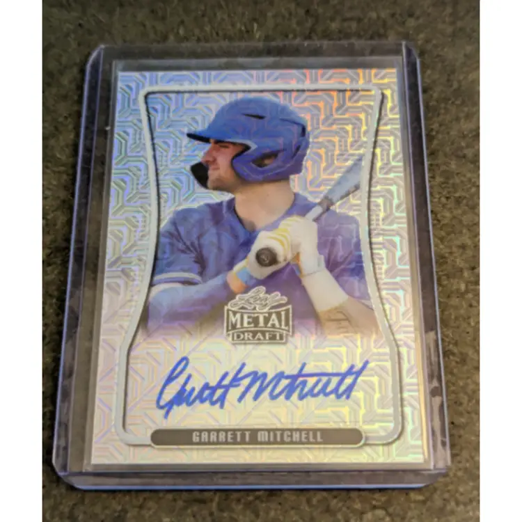 Garrett Mitchell 2020 Leaf Metal Draft Portrait Autograph Silver Mojo Parallel