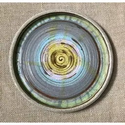 Earth Tones Deep Dish Art Pottery Plate Earthy Beach Coastal Boho Neutral Colors
