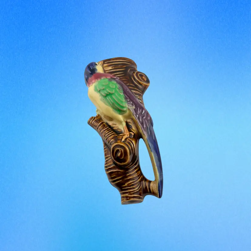 Vintage Parrot Wallpocket - Parrot Looks To Be Sitting In A Tree 8” Tall x 4” Wide