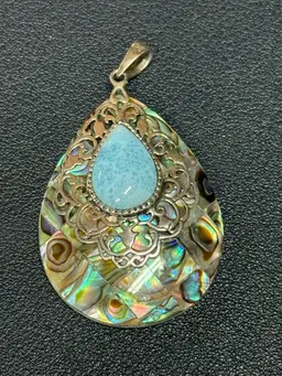 Abalone Pendant with Sterling Filigree