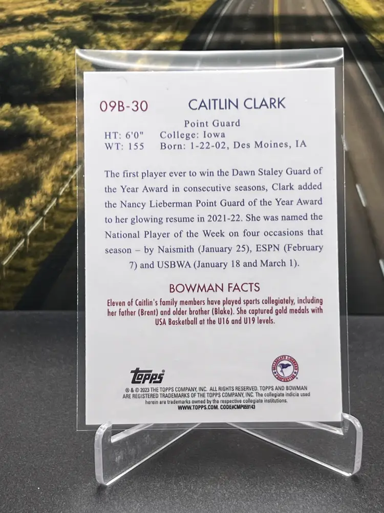 Caitlin Clark 2023 Topps Holo Refractor 09B-30