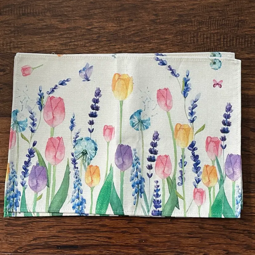 Spring Tulip Flower Set of 4 Placemats 17”