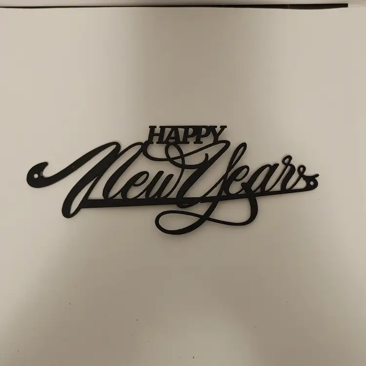 Metal Happy New Years sign. 2nd one. Dimensions: W 8, H 3.