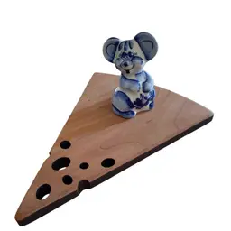 Russian Gzhel porcelain mouse figurine And Cheese Board