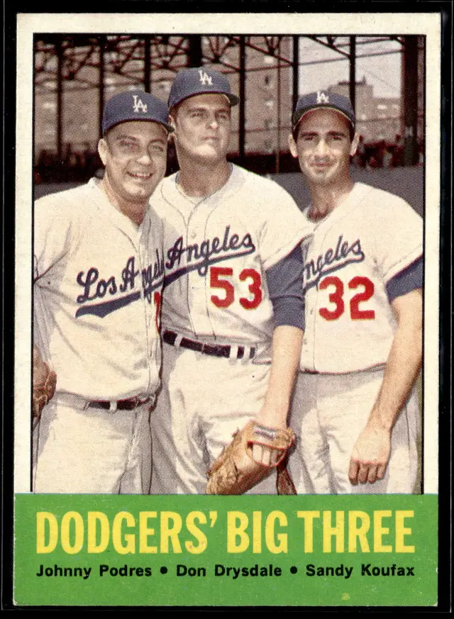 #37 Don Drysdale / Sandy Koufax / Johnny Podres CPC 1963 Topps #412 *LIVE AUCTION*