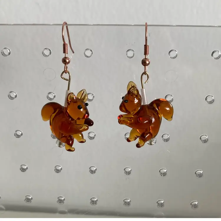 SQUIRELL !!!!!! Lampwork Glass Earrings