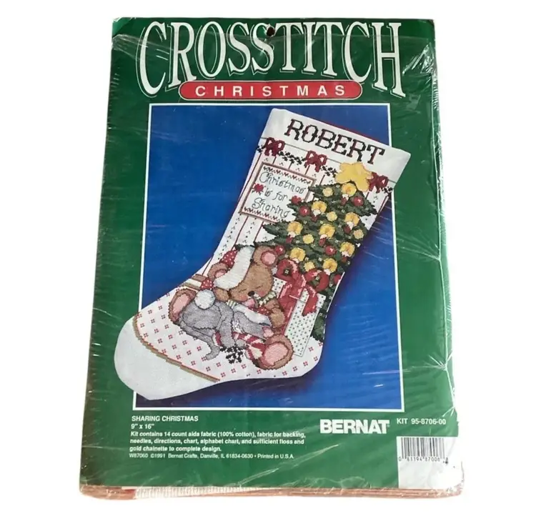 Bernat Sharing Christmas Stocking Cross Stitch Kit NEW Opened Pkg