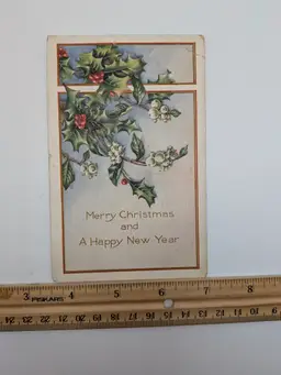 E82. Merry Christmas and Happy New Year Antique Postcard