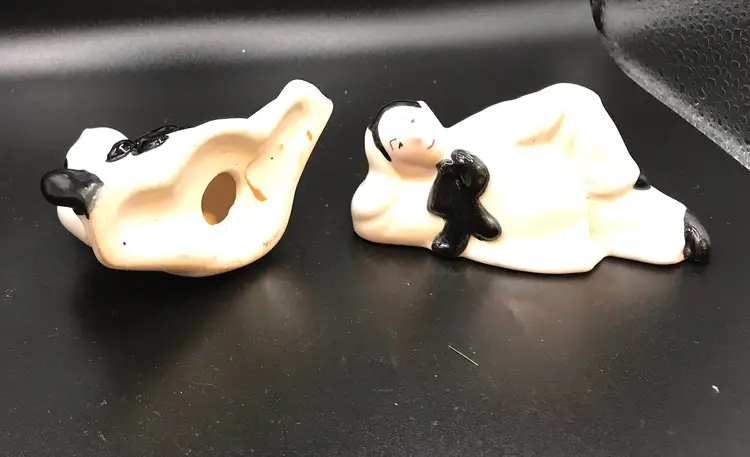 Clay Art Clown Salt Pepper Shakers Set #7513 Black/White Mime