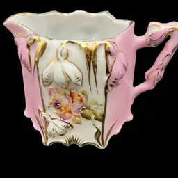 Antique RS Prussia 2” Miniature Pink & Gold Creamer Hand Painted