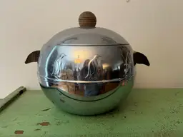 Vintage West Bend Penguin Hot Cold Server Ice Bucket with Wooden Handles