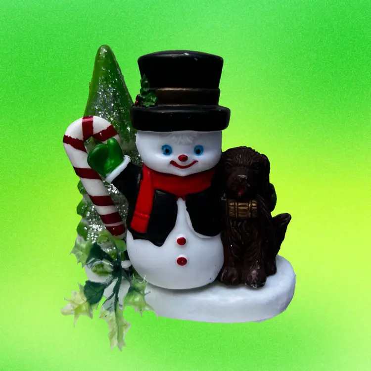 Vintage Snowman and Dog Christmas Blow Mold