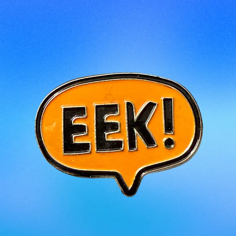 EEK! Speech Bubble Orange & Black Enamel Lapel Pin